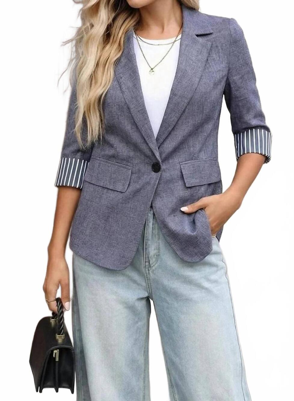 NEW FAIRE single button tailored blazer in blue